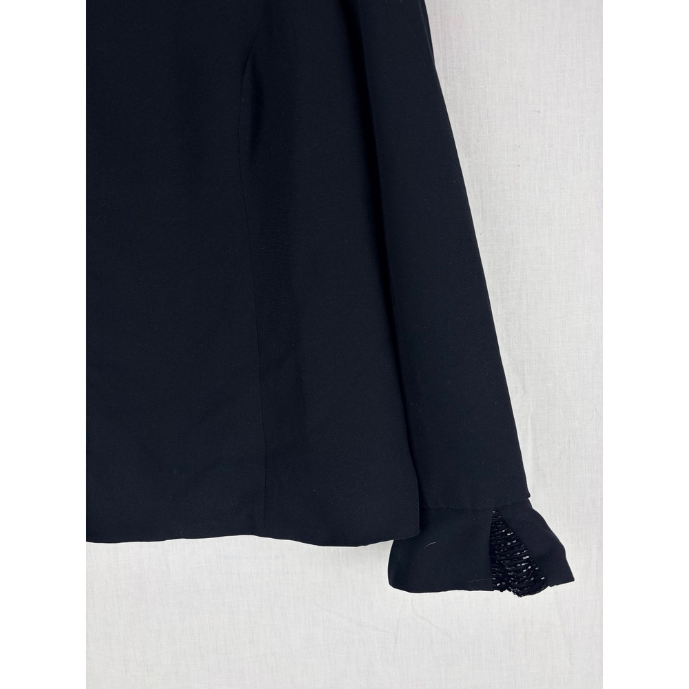 R&M Richards Womens Black Open Front Evening 14P Jacket Beaded Flare Cuff Blazer - Picture 5 of 13